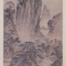 戴进关山行旅图轴